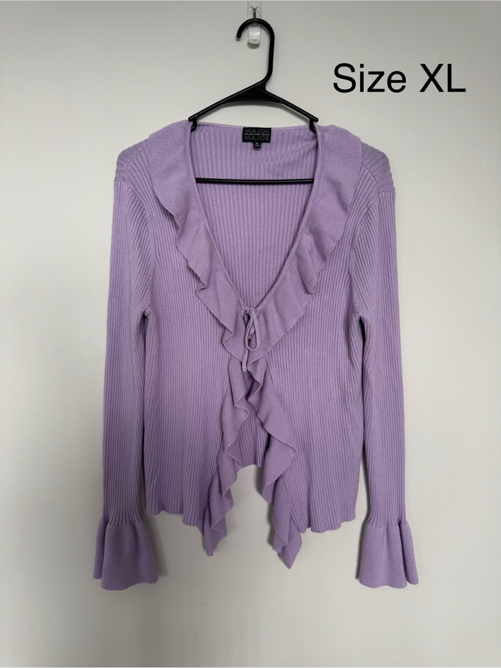 Major Major Lavender Ruffle Cardigan